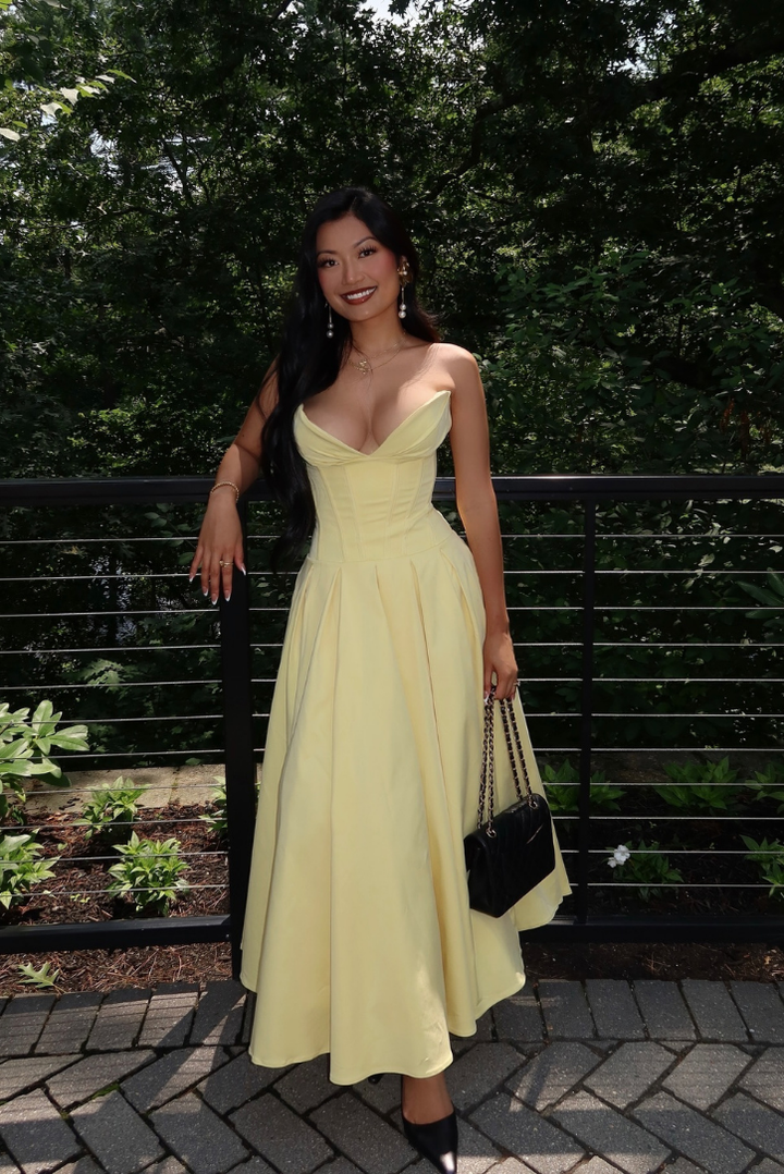 Tess | Structured Corset Midi Dress